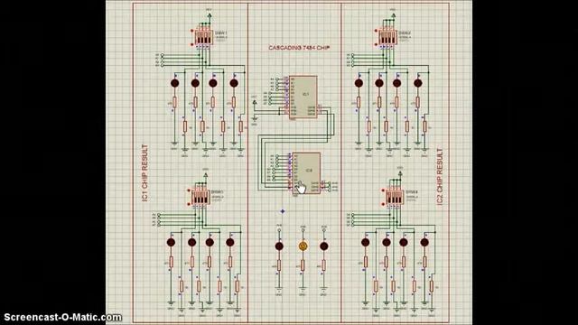 Proteus - IC 74HC85  - Series Cascading  - 2 Of 3