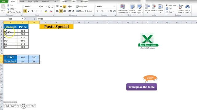 Transpose the table in paste special in Excel смотреть онлайн