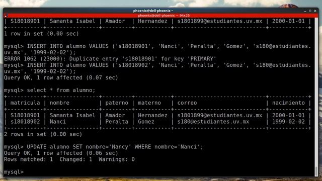 Base de Datos, practica 3. Inserción de datos o registros en MySQL / MariaDB. смотреть онлайн