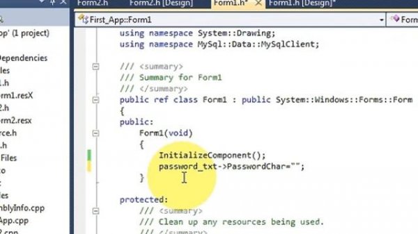 Visual C++ Tutorial 8 -Windows Forms Application:  Password Protection using Textbox
