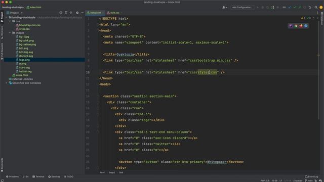 Dusktopia Livecoding #1: верстка макета из Figma (HTML, CSS, Bootstrap 5)