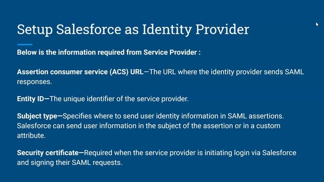 Setup Salesforce as Identity Provider смотреть онлайн