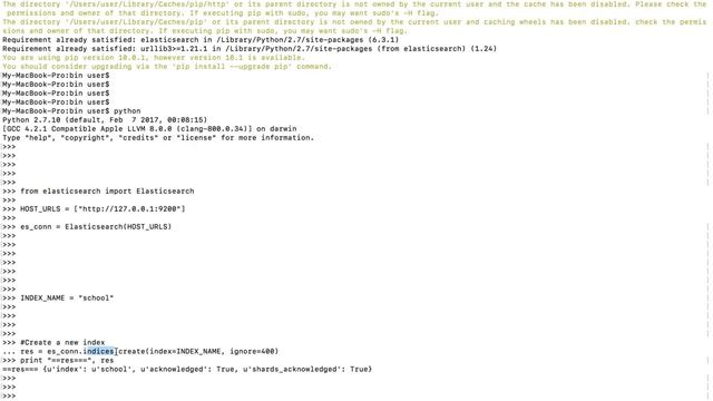 Python Elasticsearch How to Create an Index (indices) смотреть онлайн