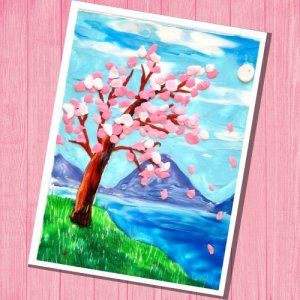 Пластилиновая живопись  Цветущая сакура. #лепка #лепим_с_детьми #лепка_пластилином #рисуем_пластилин