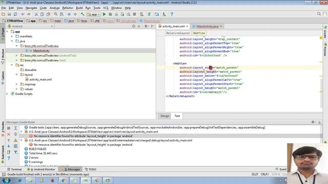 39 Android application development tutorial for beginners using Android Studio | WebView смотреть онлайн
