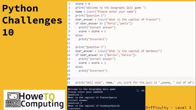 Python challenges level 3 challenge 10 смотреть онлайн