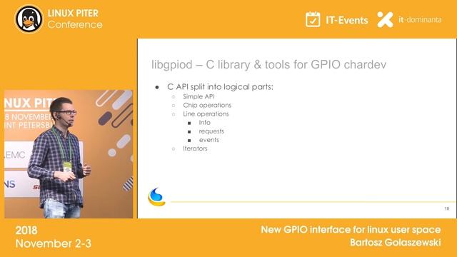 [ENG] Bartosz Golaszewski: "New GPIO interface for linux user space" / #LinuxPiter смотреть онлайн