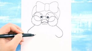 Как нарисовать уточку ЛАЛАФАН / Рисуем Утку Лалафанфан в очках /  Раскрась Ка