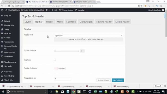 Bài 2 setup topbar header menu themes the7 wordpress смотреть онлайн