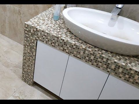 Укладка Мозаики ! Делаем столешницу из Мозаики в ванную под умывальник ! смотреть онлайн