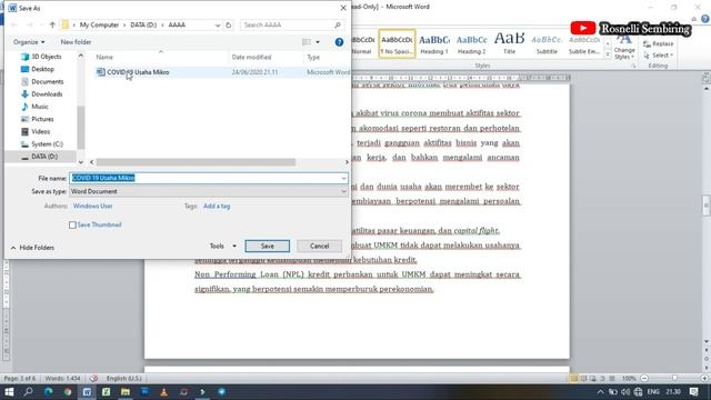 Cara Mengatasi Microsoft Word Minta Save As Terus atau Read Only смотреть онлайн