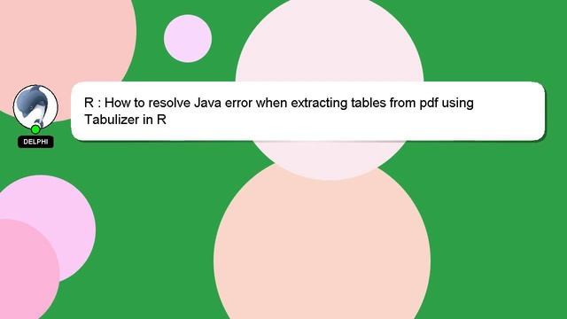 R : How to resolve Java error when extracting tables from pdf using Tabulizer in R смотреть онлайн