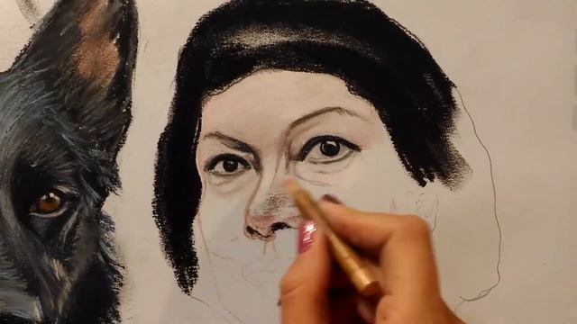 Процесс рисования: портрет сухой пастелью. смотреть онлайн