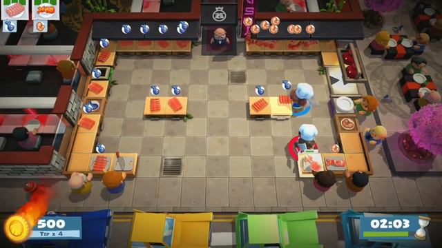 Overcooked 2 - Lvl 1-1 - 4 Stars - 2 Player Co-op - Cheat
