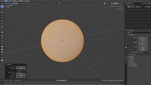 How to Transform Default Cube in Sphere with Quad Faces. смотреть онлайн