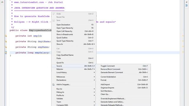 STEPS TO GENERATE HASHCODE AND EQUALS METHOD IN ECLIPSE смотреть онлайн