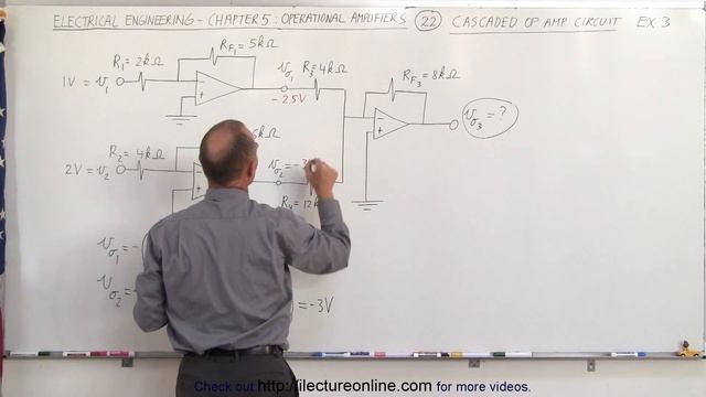 Electrical Engineering: Ch 5: Operational Amp (22 of 28) Cascaded Op-Amp Circuit: Example 3 смотреть онлайн