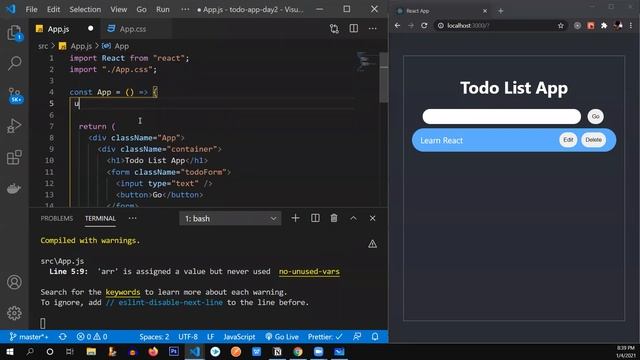 Todo List app in React JS | map, filter and find functions in | Workshop Day 2 | Roadside Coder смотреть онлайн