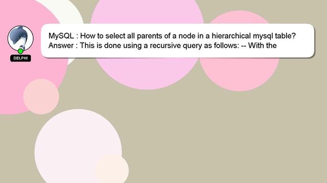 MySQL : How to select all parents of a node in a hierarchical mysql table? смотреть онлайн