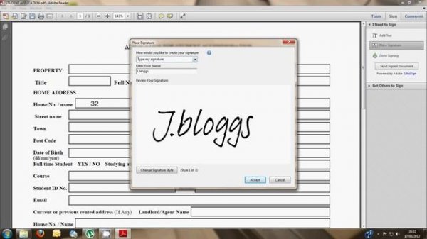 Sign & Edit PDF Document using Adobe Reader X