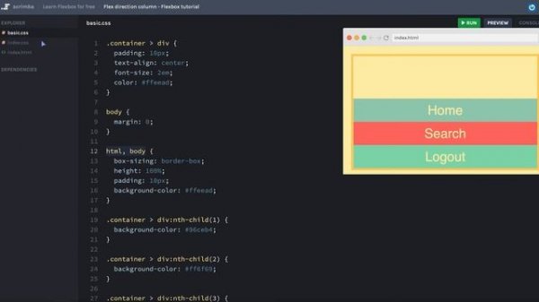 Flex direction column | CSS Flexbox tutorial