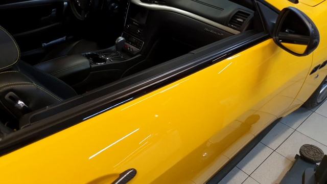Maserati Granturismo S очень желтого цвета,обзор из автосервиса...