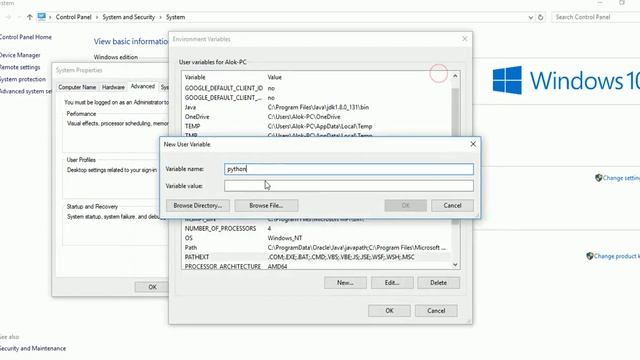 How to set Python Path to Environment Variables in Windows 10 | Alok Tripathi смотреть онлайн