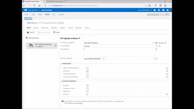 Team Services FTP Upload Build Task смотреть онлайн