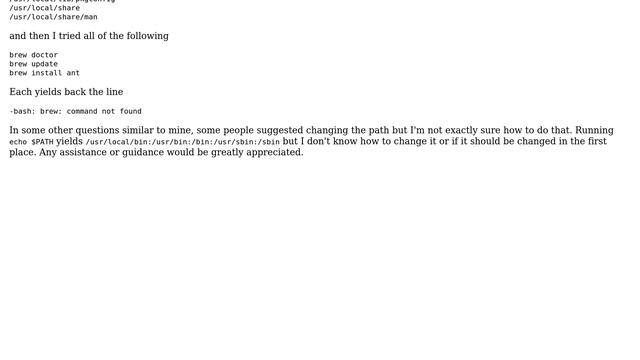 Apple: Trying to install Ant but getting -bash: brew: command not found смотреть онлайн