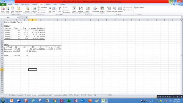 How to Analyse Data in Ms Excel to Get an ANOVA table/hindi/urdu смотреть онлайн