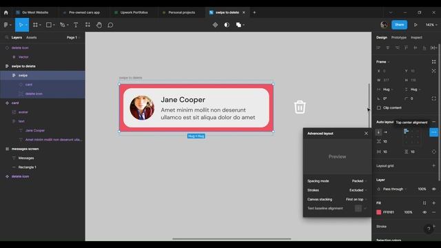 Swipe to delete Interaction design in Figma | Full video Tutorial смотреть онлайн