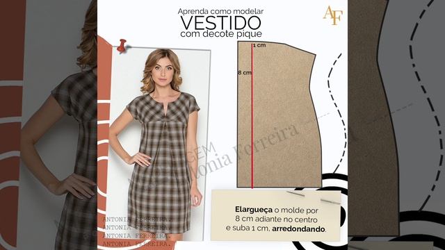COMO FAZER ESSE LINDO VESTIDO COM DECOTE PIQUE | LEGENDADO #antoniaferreira #modelagem #sewing смотреть онлайн