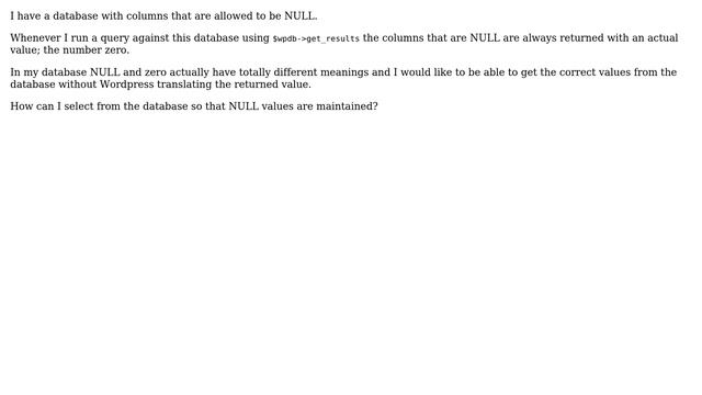 Wordpress: Selecting NULL value from the database смотреть онлайн