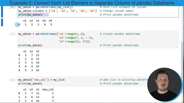 Convert List to pandas DataFrame in Python (3 Examples) | Create Column & Row | Add as New Variable смотреть онлайн