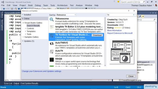 07 04 Install an Extension for T4 Syntax Highlighting