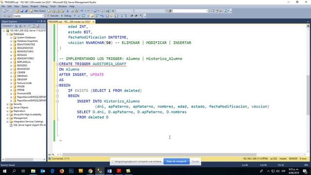 AUDITORIA BASE DATOS CON TRIGGERS смотреть онлайн