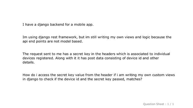 Django : Handle a request header in Django rest framework to get the secret key passed in the heade смотреть онлайн