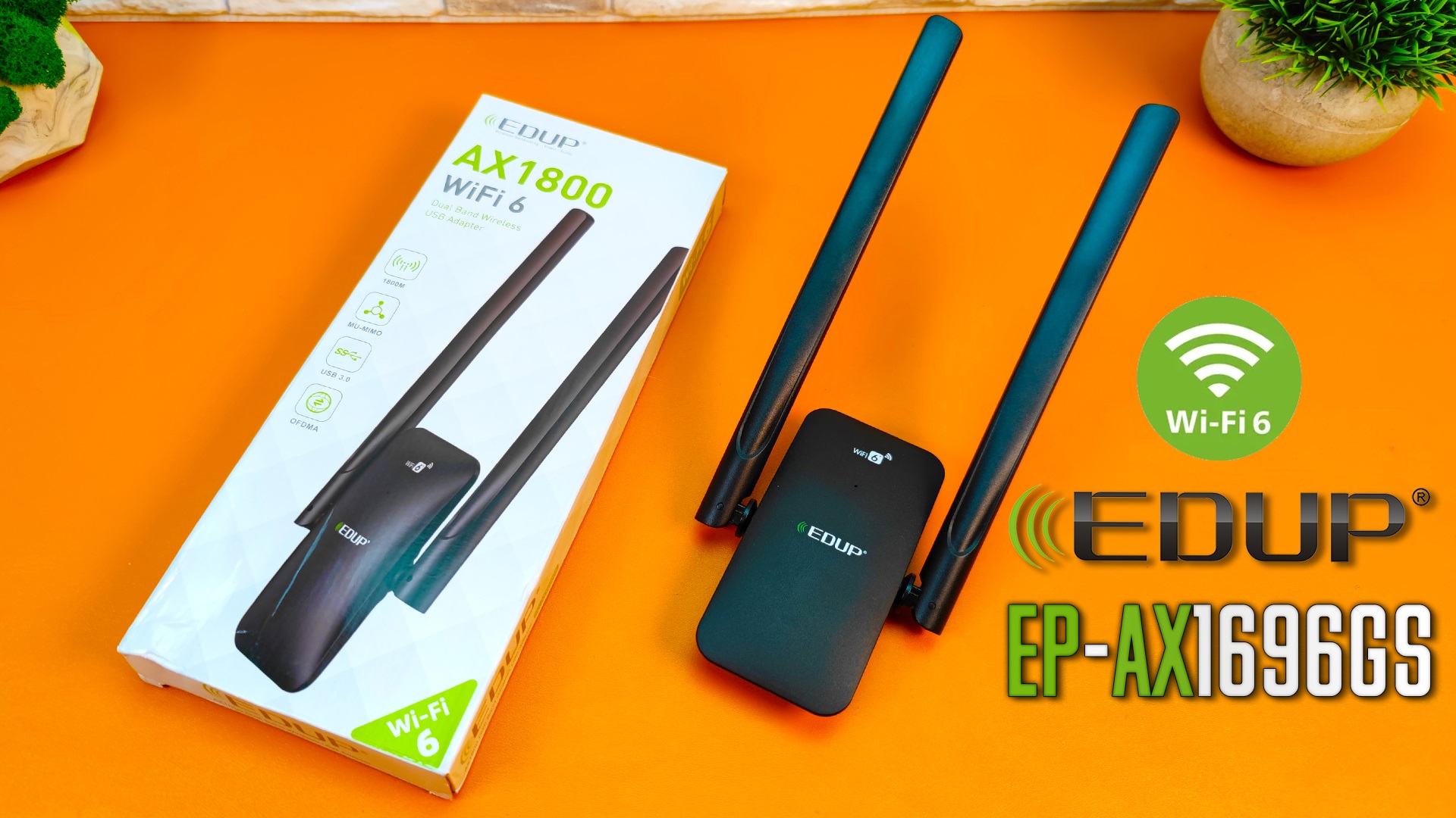 USB WI-FI адаптер EDUP EP-AX1696GS - Мощный двухдиапазонный WI-FI 6 адаптер AX1800 с AliEpress смотреть онлайн