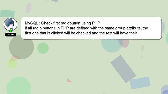 MySQL : Check first radiobutton using PHP смотреть онлайн