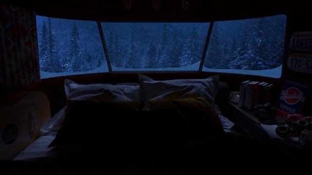 Winter Car Camping With Blizzard, Snowfall And Wind Sounds | Snow Storm Sounds For Sleep, Relax