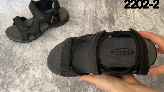 Мужские кожаные сандалии SUPO 2202-2 Black чёрные смотреть онлайн