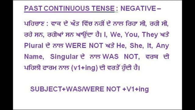 PAST CONTINUOUS TENSE (S+WAS/WERE+V1+ING+OBJ) смотреть онлайн