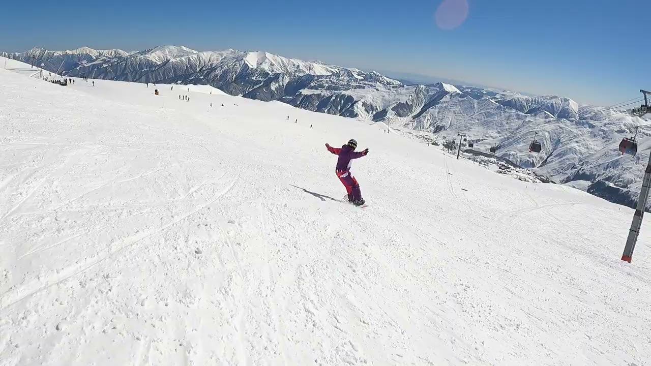Грузия. Гудаури. Видео трассы. Сноуборд смотреть онлайн