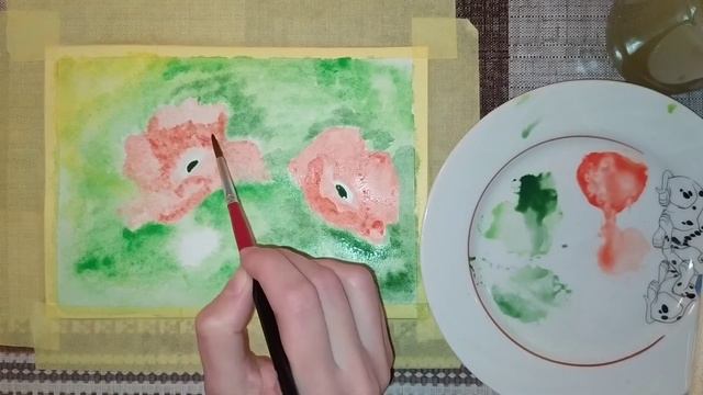 Маки акварелью в технике "по сырому" смотреть онлайн