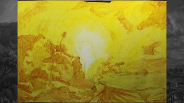 Голландский пейзаж в современном исполнении. Черная краска-Сажа газовая. смотреть онлайн