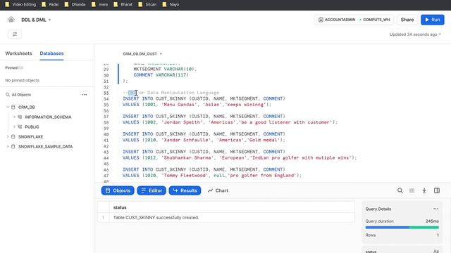 Part5-DDL & DML in SQL - Snowflake Cloud Data смотреть онлайн