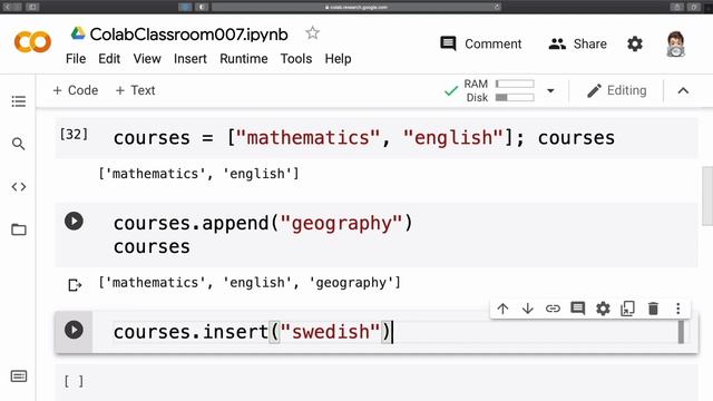Colab Python Notebooks - Adding and Removing Elements from a List смотреть онлайн