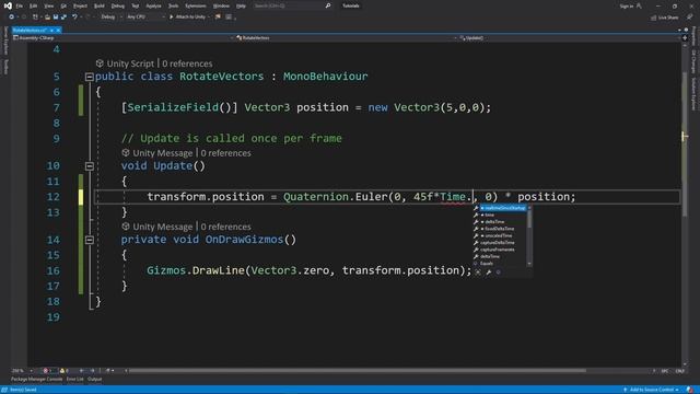 How To Rotate A Vector3 In Unity Using C#