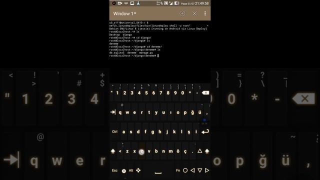 Python, Django, Debian, Linux Deploy on Android and Hacker's Keyboard смотреть онлайн