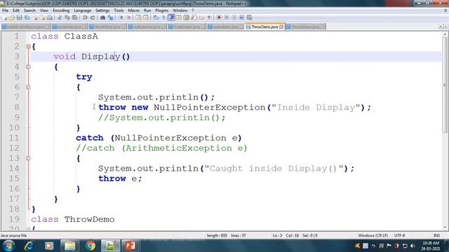 Exception handling : nested try, throw, throws, finally смотреть онлайн